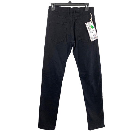 Womens Punk Ripped Jeans Size 27 Black Denim Destroyed Zippers Straight Hipster - Picture 3 of 9